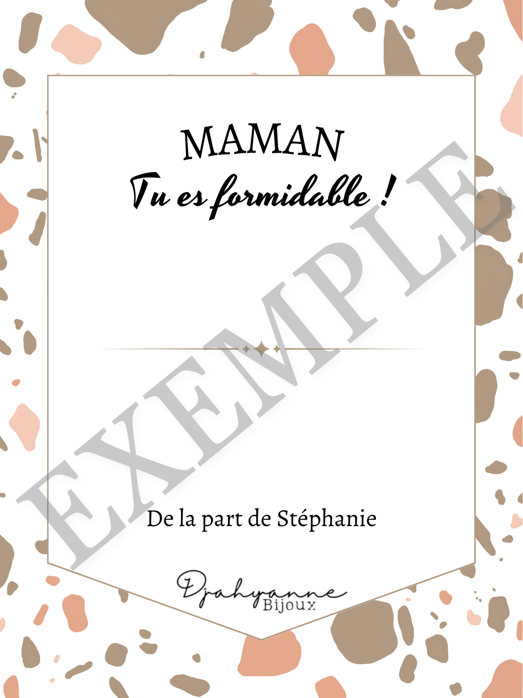 Carte personnalisable à Offrir - Terrazzo Marron - Djahyanne Bijoux carte cadeau à message personnalisable