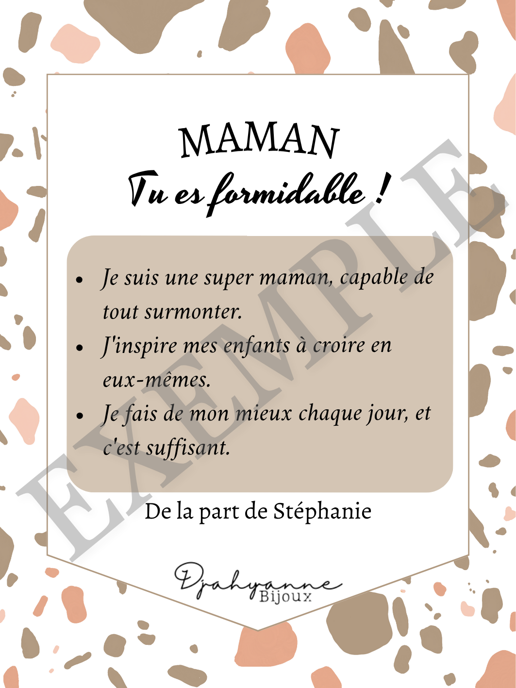 Carte personnalisable à Offrir - Terrazzo Marron - Djahyanne Bijoux
