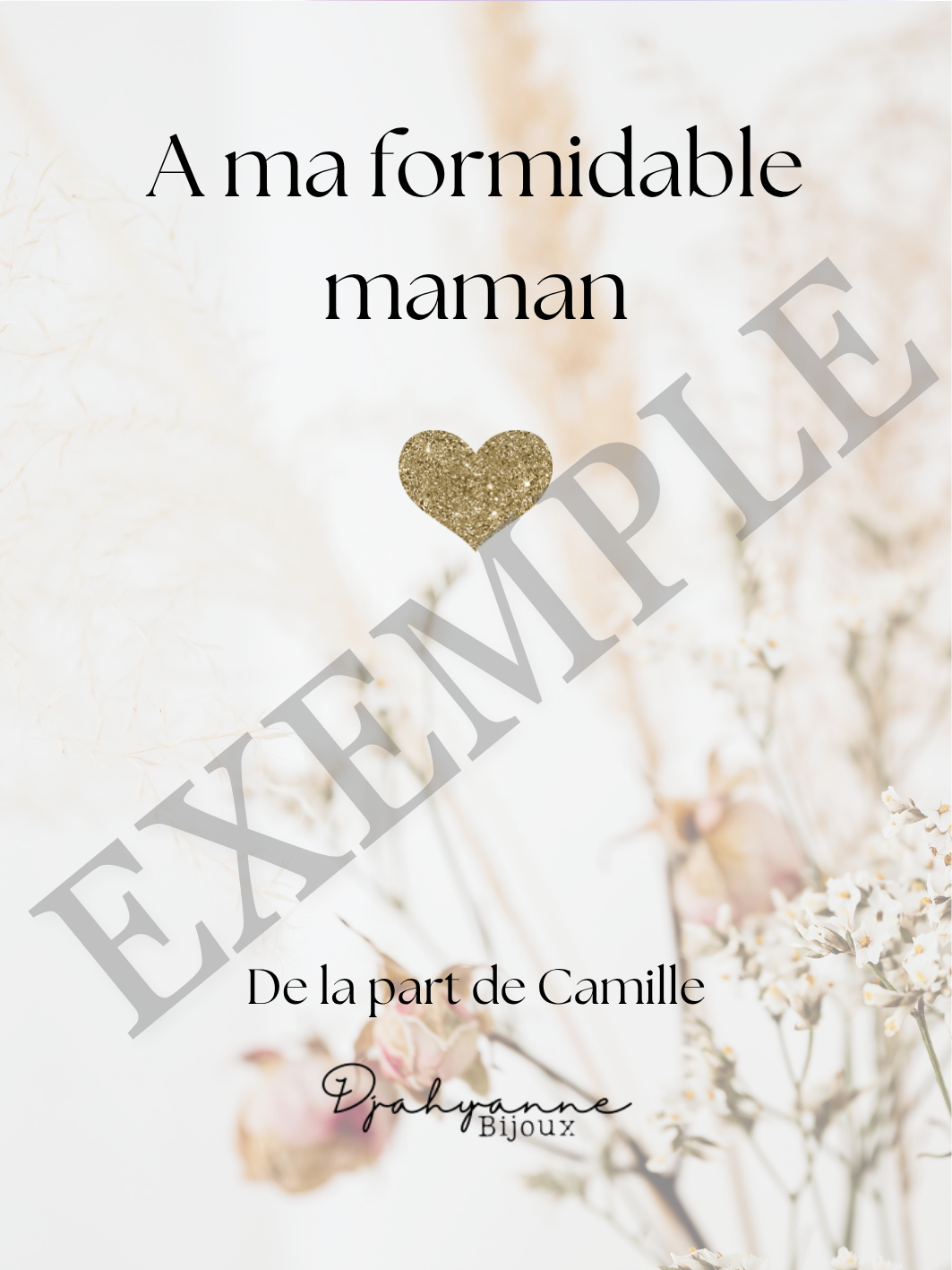 Carte personnalisable à Offrir - Coeur Doré - Djahyanne Bijoux carte cadeau à message personnalisable