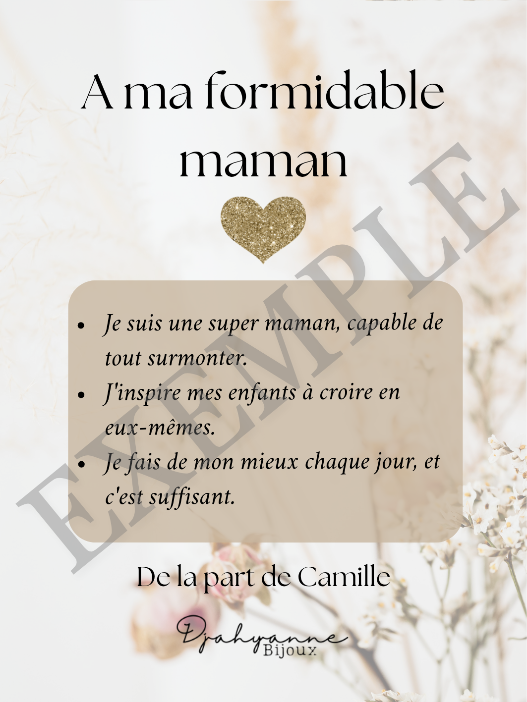 Carte personnalisable à Offrir - Coeur Doré - Djahyanne Bijoux