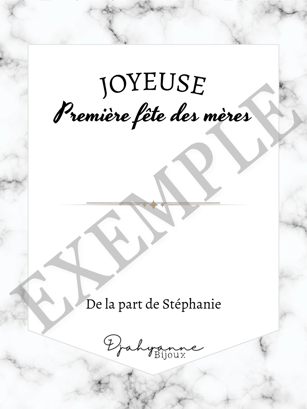 Carte personnalisable à Offrir - Marbre Gris - Djahyanne Bijoux carte cadeau à message personnalisable