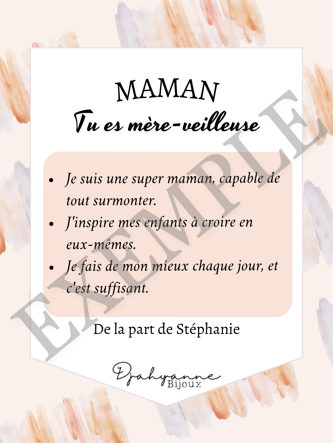 Carte personnalisable à Offrir - Floraison Aquarelle - Djahyanne Bijoux carte cadeau à message personnalisable