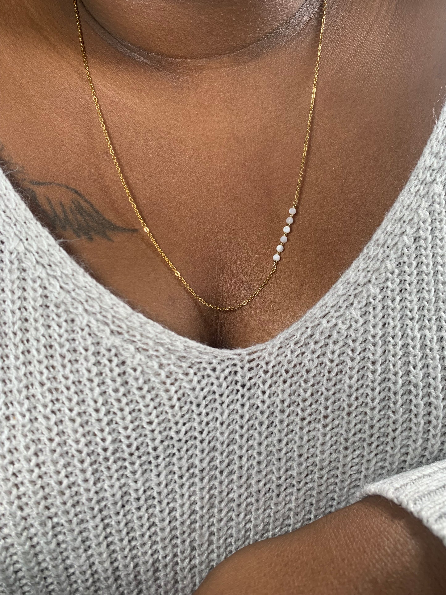 Collier en pierre naturelle de Nacre Blanche - Anaé