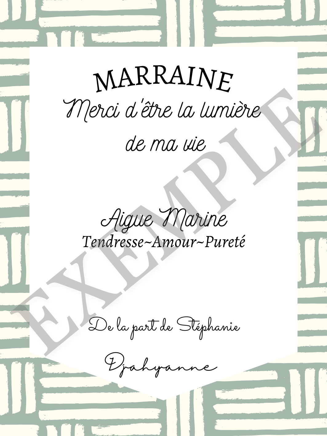 Carte personnalisable - Marraine, merci d'être la lumière de ma vie