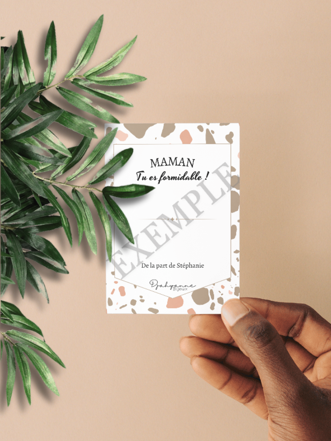 Carte personnalisable à Offrir - Terrazzo Marron - Djahyanne Bijoux carte cadeau à message personnalisable
