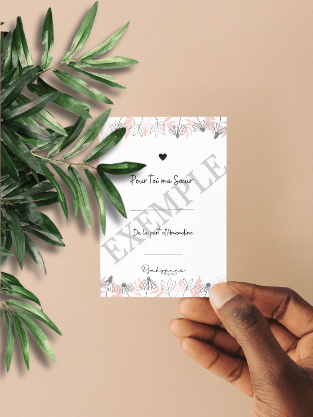 Carte personnalisable à Offrir - Fleurs - Djahyanne Bijoux carte cadeau à message personnalisable