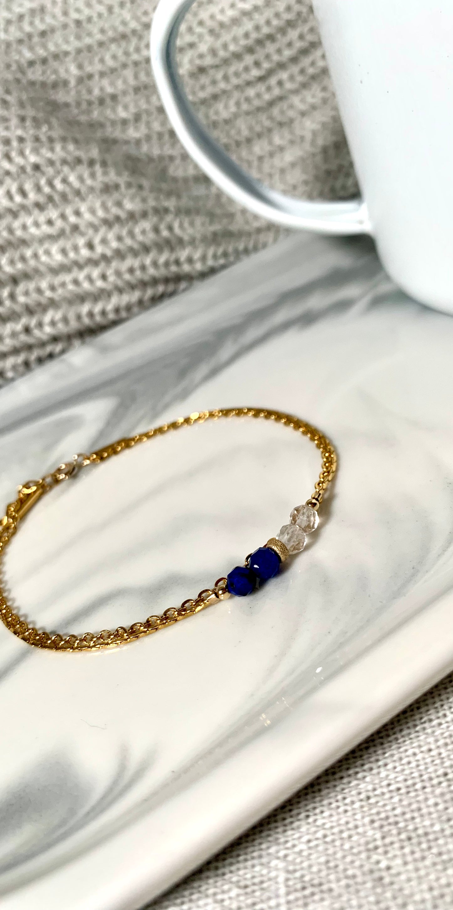 Bracelet en pierre naturelle de Quartz et Lapis Lazuli - Sana