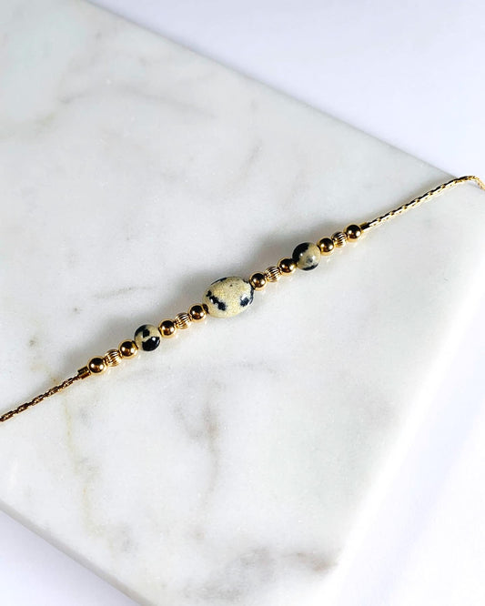 Bracelet en pierre naturelle de Jaspe Dalmatien - Abena