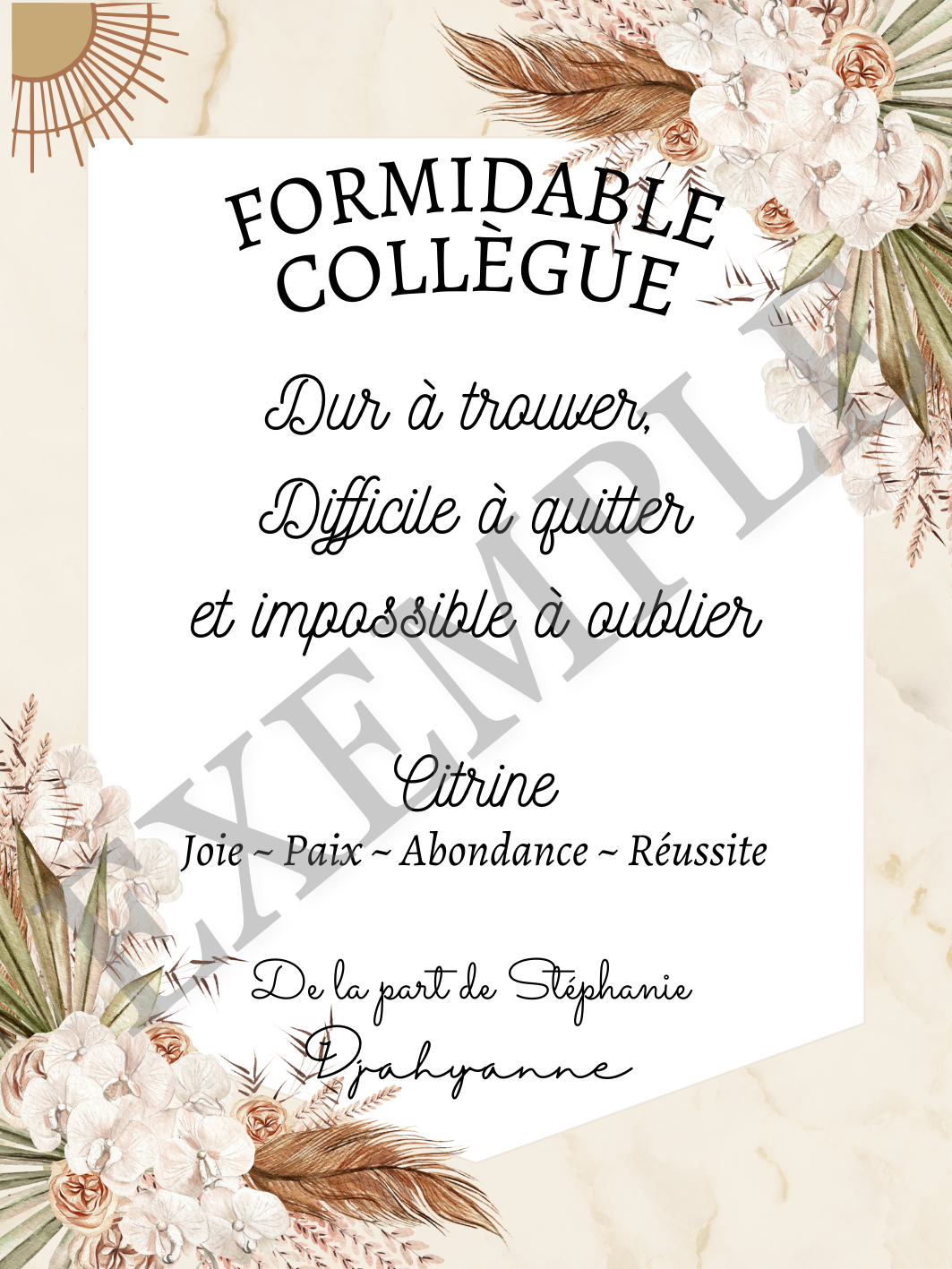 Carte personnalisable - Couronne de mariage aquarelle