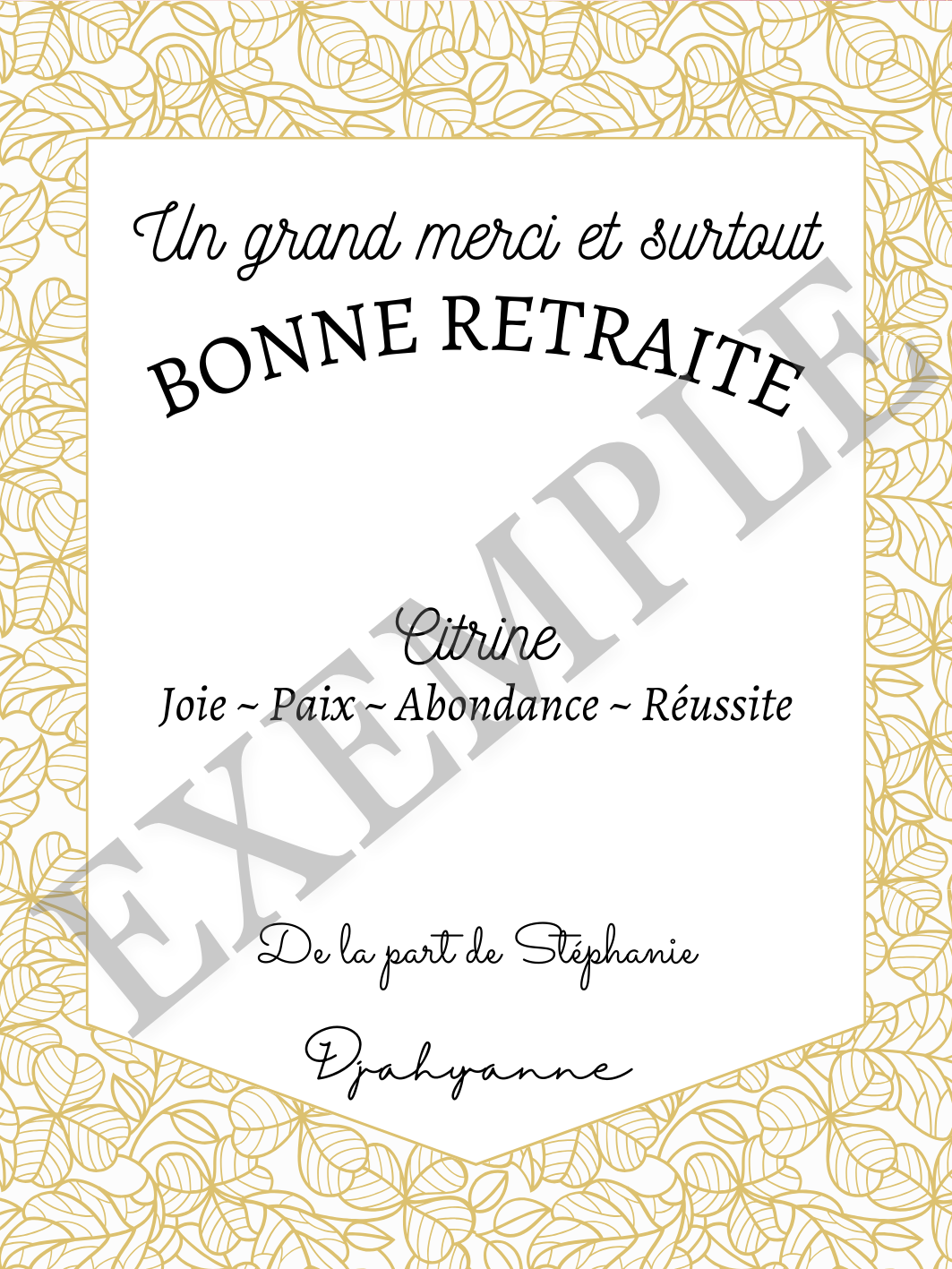 Carte personnalisable - Fond floral couleur ocre