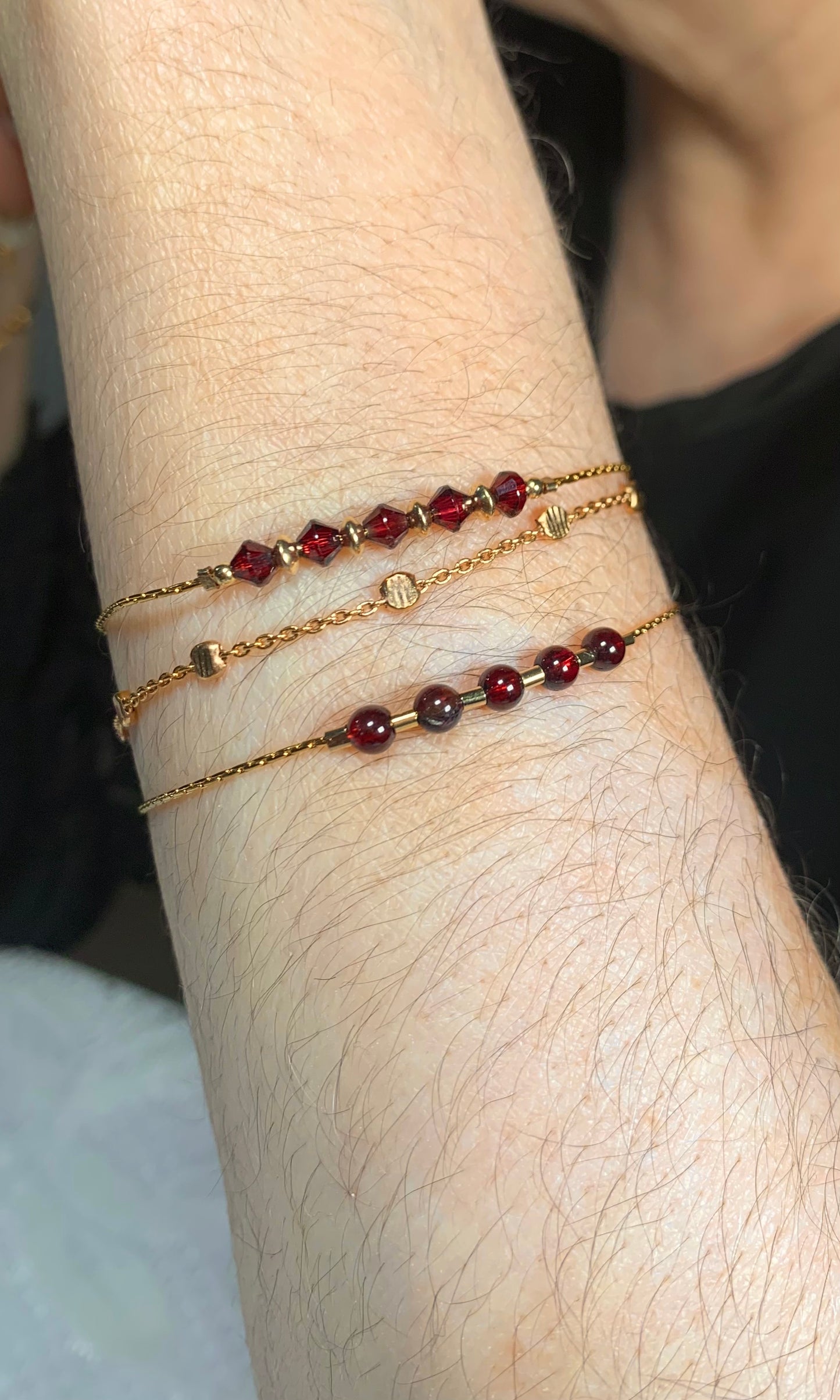 Bracelet en pierre naturelle de Grenat Rouge  -Esi