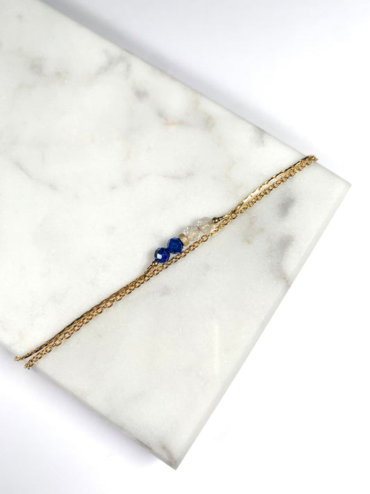 Bracelet en pierre naturelle de Quartz et Lapis Lazuli - Sana